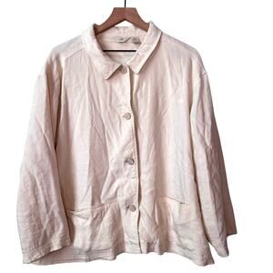 J.‎ JILL Linen Jacket Size L Chore Coat Coastal Casual Summer Lagenlook Shacket